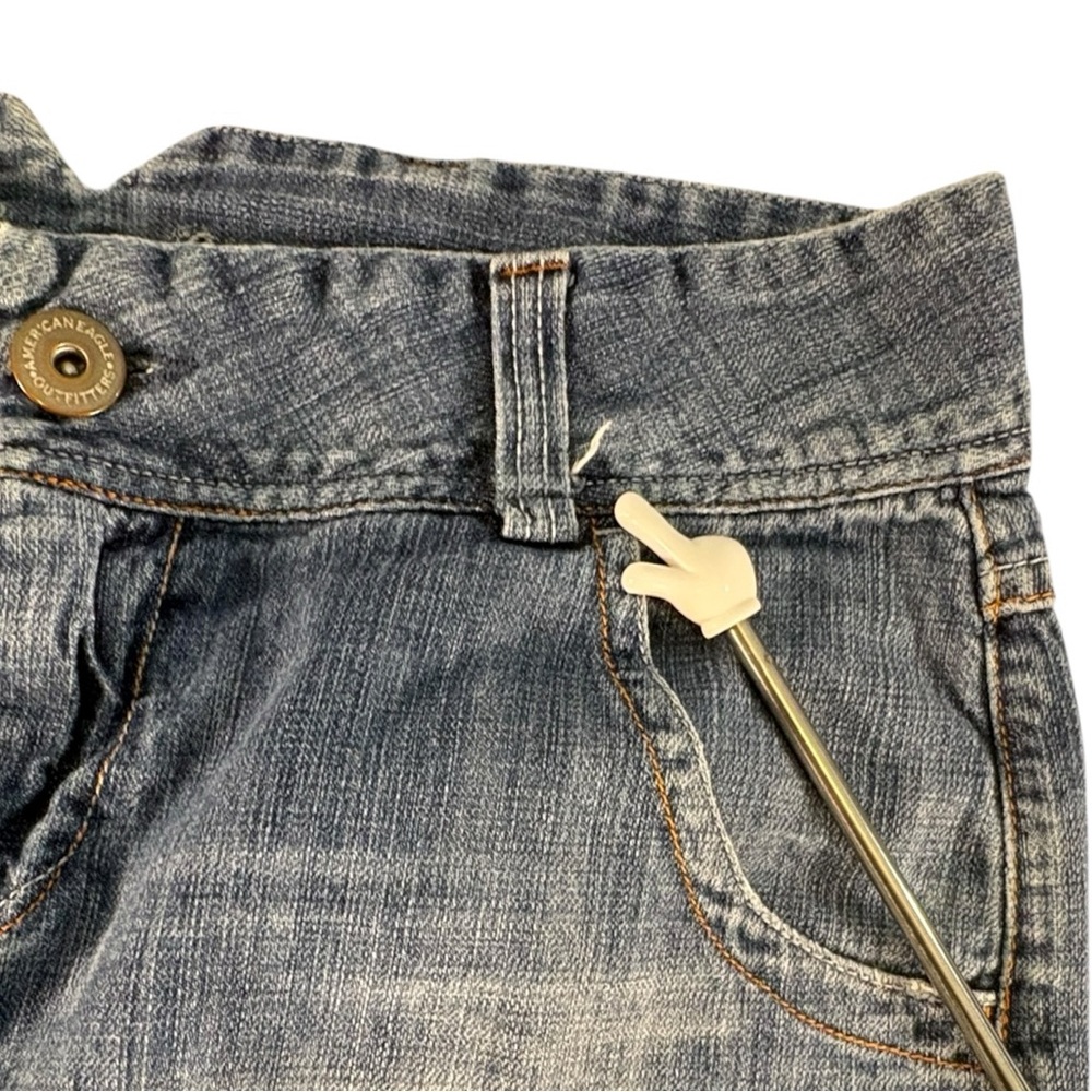 Y2K American Eagle Micro Mini Denim Skirt Low Rise Mallcore 2000s Size 8 VTG - Picture 9 of 10